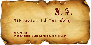 Miklovicz Hóvirág névjegykártya